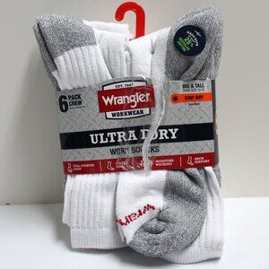 6 Pair Wrangler Workwear Ultra Dry Big & Tall 12-15 Kick Sweat Work Socks